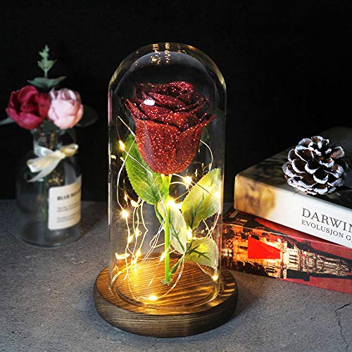certainPL 2020 Original Party Wedding Valentine Gift Rose In Glass Dome Beauty Rose Forever Rose Preserved Rose Special Romantic Gift-Gold