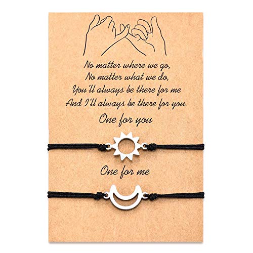 Cheerslife Amistad Juego de Pulseras de Distancia para Mujeres Niñas Pareja Sol Luna Pulsera de Cadena a Juego Relación Relación Regalos de graduación para Ella y para él