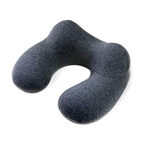 Ckssyao Almohada Cervical, en Forma de U, Inflable, Protector de Cuello, inflado, portátil, Almohada, Puede usarse para Viajar, Ver películas, Almuerzo en la Oficina,Gray