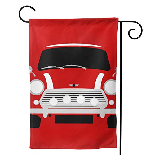 Classic Mini Cooper Car Flag Garden Flag Double Sided Burlap Decorative Yard Banner Garden Flag Holiday Flag For Party Home Outdoor Decoration White 28"" X40