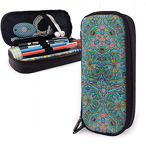 Color azul principal Imagen brillante Lindo estuche para lápices Funda de cuero de gran capacidad Cremalleras dobles Bolsa para lápices Bolsa Estuche para lápices 20cm * 9cm * 4cm