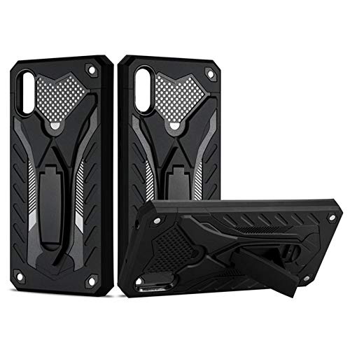 COOVY® Funda para Xiaomi Redmi 9A de plástico y Silicona TPU, extrafuerte, protección contra Golpes, Funda con función Atril | Negro