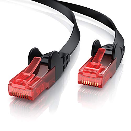 CSL - 30m Cable Plano de Red Gigabit Ethernet LAN Cat.6 RJ45-10 100 1000Mbit s - Slim Design - UTP - Compatible con Cat.5 Cat.5e Cat.7 - Router módem Panel de Conexiones Punto de Acceso - Negro