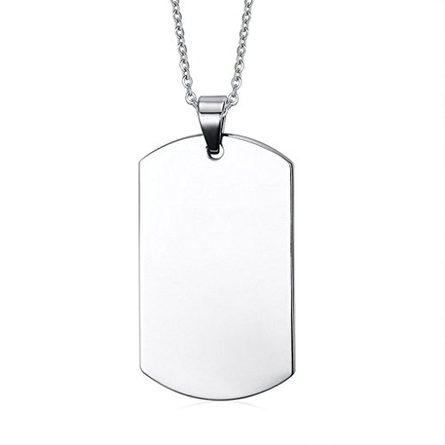 Daesar Joyería Acero Inoxidable Colgante Collar Hombre Placa de Militar Dog Tag ID Pendant Grabado 48MM