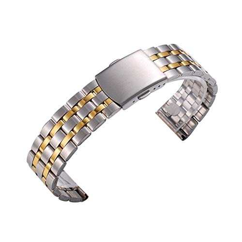 DALIANMAO Silver Gold Men Watch Strap Strap Despliegue de Acero Inoxidable Speed ​​Speed ​​Master Muñeca Mujer Banda 18mm 20mm 22mm Accesorios (Band Color : Silver Gold, Band Width : 18mm)