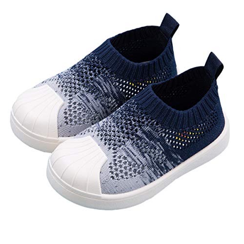 DEBAIJIA Zapatos para Niños 1-7T Bebés Caminata Zapatillas Gradiente Color Suela Suave Malla PVC Material 20/22 EU Azul Marino (Tamaño Etiqueta 22)