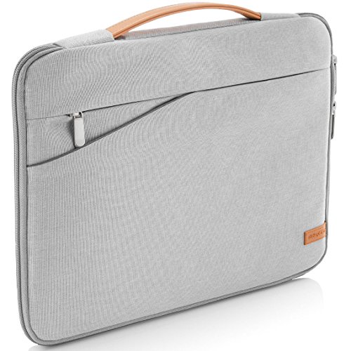 deleyCON 15,6" Pulgadas (39,62cm) Notebook Bolsa para el Netbook Laptop Bolsa para Ordenador Portátil de Nylon Robusto 2 Compartimentos para Accesorios Paredes Acolchadas Reforzadas - Gris Claro