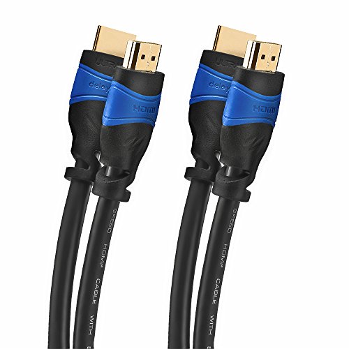 deleyCON 2X 2m Juego de Cables HDMI - Compatible con HDMI 2.0/1.4a - Alta Velocidad con Ethernet - ARC 3D 4K UHD Ultra HD 1080p 2160p - 2 Piezas Negro