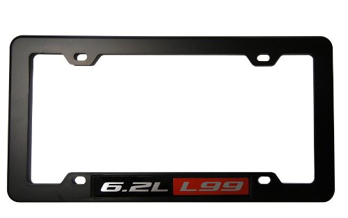 Desconocido Black License Plate Tag Frame with 6.2L L99 Red Black Engine Emblem Badge Nameplate Aluminum for GM General Motors Chevy Chevrolet Camaro SS RS 10 11 2010 2011 LSX Coupe 2 Door