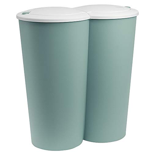 Deuba Cubo de basura Verde 50L 2x25L basurero interior cocina para residuos reciclaje 2 compartimentos doble contenedor