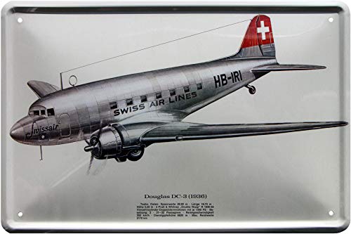 Douglas DC-3 1936 Swiss Air Avión 20 x 30 cm 589