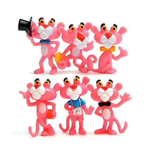 EASTVAPS 6pcs Mini Pink Panther PVC Figuras de Juguete para niños Regalo Micro Paisaje