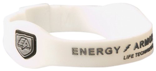 Energy Armor - Pulsera de Silicona Unisex Blanco White/Silver Talla:Small