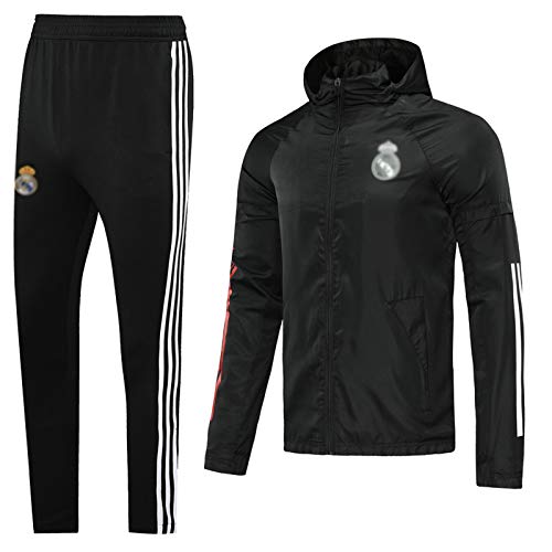 European Spain Men's Football Club Fútbol Manga Larga Ropa Deportiva Chaqueta Negra Uniforme de Entrenamiento (Top + Pantalones) -POL-B1374 (Color : Negro, Size : L)