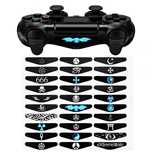 eXtremeRate 30 Piezas/Set Adhesivo para la Barra de luz Mando PS4 Vinilo Pegatinas Calcomanías Skins Stickers de la Barra Luminosa para Controlador Playstation 4 PS4 Pro Slim Original(Modelo-49)