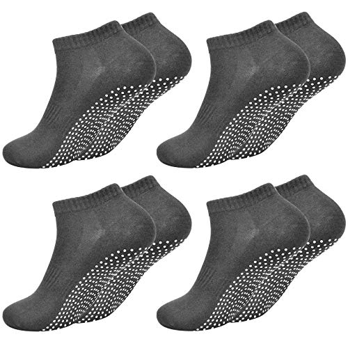 Fangehong 4 Pares Calcetines Antideslizantes para Mujer Hombres Talla EU 40-45, Calcetin de Deporte con Grips para Yoga, Pilates