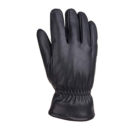 Folding Guantes y Manoplas Guantes de Cuero para Hombres, Revestimiento de vellón de Invierno con Guantes de Motocicleta