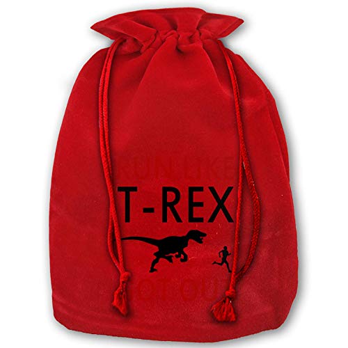 fudin Bolsas de Navidad con cordón, Run Like T-Rex Got Out Bolsa de regalo de gran capacidad actualizada de terciopelo dorado bolsa de caramelo rojo bolsas de fiesta de Navidad