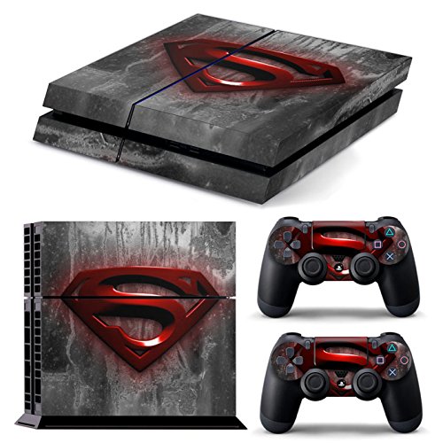 Funky Planet PS4 Umbrella Cuerpo Completo Accesorios Adhesivos sobre de la Piel Cubren la Etiqueta para PS4 Playstation 4, PS4 para la Etiqueta engomada (Red Superman)