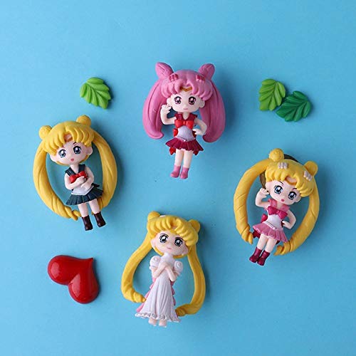 Fxshisnz Iman de Refrigerador Dibujos Animados Encantador de Sailor Moon imán Hada Maiden Frigorífico Mensaje Etiqueta Decoración Hogar (Color : 4PCS)