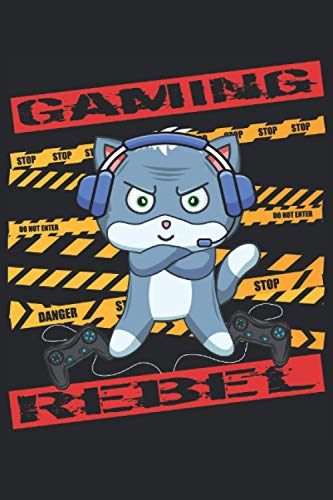 Gaming Rebel Cat: Notebook a righe, diario, ToDo, quaderno, quaderno (15, 24 x 22, 86 cm; circa A5) con 120 pagine / regalo per gli amanti dei giochi, ... giocatori console, giocatori professionisti