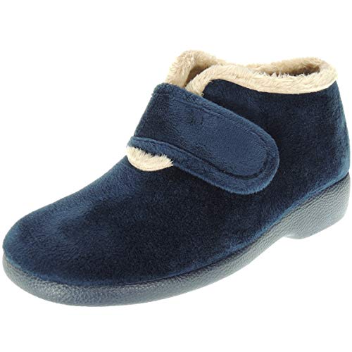 GARZÓN 3895.247 Zapatilla Abotinada Bota Botín Casa Velcro Invierno Pelo Terciopelo Mujer Piso Goma A Talla 38