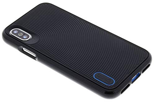 Gear4 Funda rígida Battersea con protección Avanzada contra Impactos [Protegida por D3O], Protección Trasera de Vidrio, Diseño Delgado y Resistente para iPhone X/XS - Azul