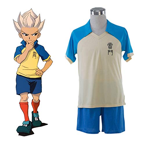 GGOODD Anime Inazuma Eleven Leimen Middle School Disfraz de Cosplay Fiesta de Halloween Club de Fútbol Jersey de Fútbol Shuuya Gouenji Hombres Ropa Deportiva Uniforme 3 Piezas Set,L