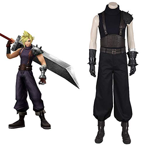 GGOODD Juego De Anime Final Fantasy VII Remake Cloud Strife Disfraz De Cosplay Fiesta De Carnaval De Halloween Hombres Chaleco Traje De Combate Conjunto Completo,S