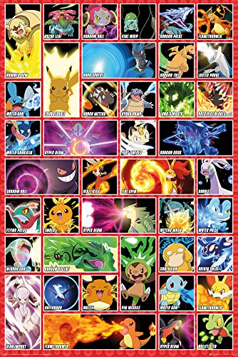 Grupo Erik Editores Pokemon Moves Poster, Madera, Multicolor, 65 x 3.5 x 3.5 cm