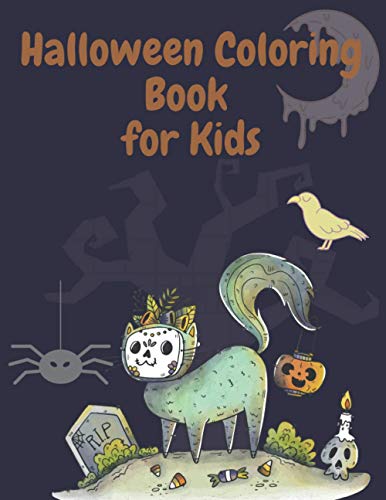 Halloween Coloring Book For Kids: Happy Crazy Halloween Time With Magic Blue Night Pictures For Girls And Boys