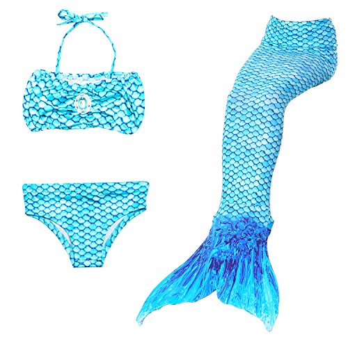 HHD® 3Pcs Establece bañadores niña Traje de baño Bañador De Sirena Disfraz De Princesa Bikini niña Cola de Sirena para Nadar Las niñas Bikini de Traje de baño