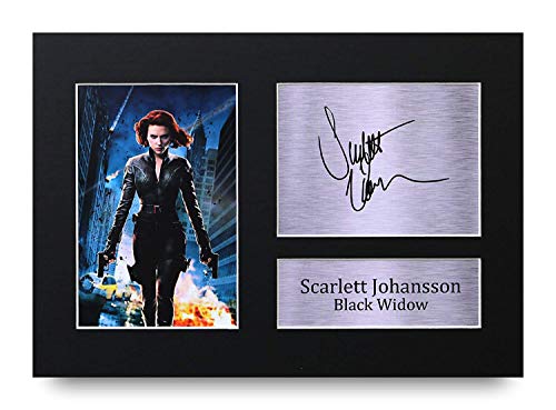 HWC Trading Scarlett Johansson A4 Sin Marco Regalo De Visualización De Fotos De Impresión De Imagen Impresa Autógrafo Firmado por Black Widow The Avengers Los Aficionados Al Cine