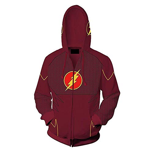 HWXFT The Flash Zipper Sudadera con Capucha Hoody,Unisex Otoño Invierno Estampado Deporte Outwear Hoodie Pullover Manga Larga Hoodie Casual Camisa de Entrenamiento XS