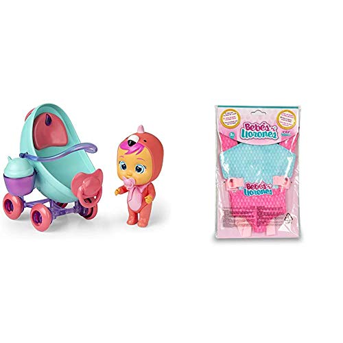 IMC Toys Cochecito Fancy de Bebés Llorones Mini Lágrimas Mágicas + Bebés Llorones, Portabebés (90019)