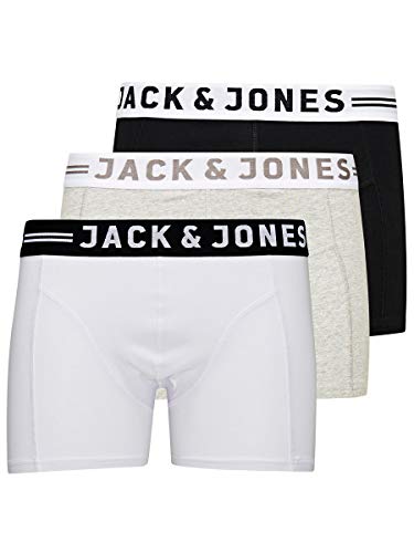 JACK & JONES SENSE TRUNKS 3-PACK Bóxer, Gris (Light Grey Melange), X-Large (Pack de 3) para Hombre