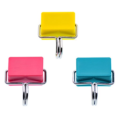 JLERU multiusos Ganchos magnéticos perchero de pared de frigorífico Puerta de la habitación Ganchos Pastel Rosa, Amarillo y Azul 3-Pack Perchas