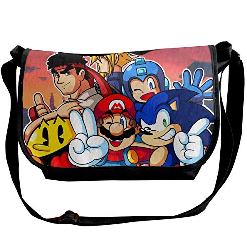 JONINOT Super Smash Bros Smile Pretty So-N-IC Mega Man Mario Bolsos de Hombro Commute Messenger Bag Bolsos de Trabajo Crossbody Satchel Schoolbag