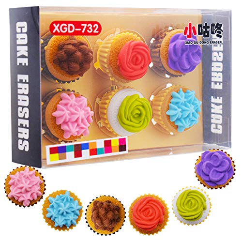 Juego de gomas de borrar para cupcakes Tinc para niños - YUESEN 12 Pcs Gomas de Borrar 2 Caja de Gomas de Borrar Comida Gomas de Borrar corregir errores fácilmente, ideal para usar en la escuela y par