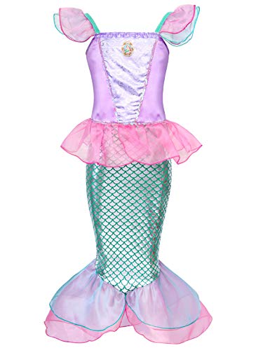 Jurebecia Mermaid Costume Niñas Vestir Fiesta Cumpleaños Cosplay Dress Niños Vestidos 5-6 Años Rosa