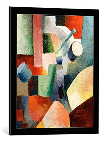 Kunst für Alle Cuadro con Marco: August Macke Farbige Formenkomposition - Impresión artística Decorativa con Marco, 50x60 cm, Negro/Canto Gris