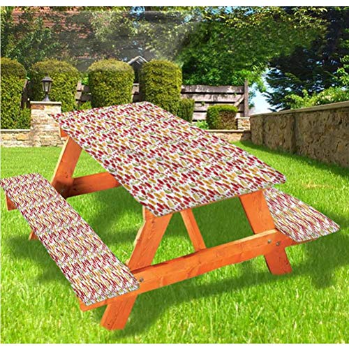 LEWIS FRANKLIN - Cortina de ducha para otoño y otoño, mantel ajustable con fundas de banco, hojas de arce de Acrons, 28 x 72 pulgadas, juego de 3 piezas para camping, comedor, exterior, parque, patio