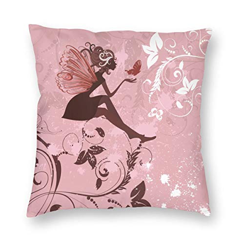 LiBei Funda de Cojín,Romantic Angel Butterfly Beauty Funda de Almohada Cuadrado para Sofá Cama Decoración para Hogar 50x50cm