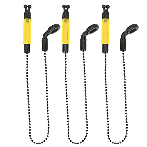 LNIMIKIY Indicador de picada, 3 piezas de alarmas de pesca ligeras, bobinas portátiles, perchas de alerta, aparejos de pesca de carpa, accesorios prácticos para exteriores, Amarillo