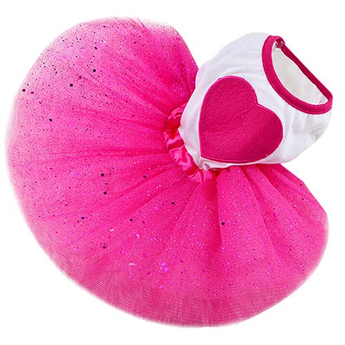 LPxdywlk Mascota Perro Amor Corazón Lentejuelas Gasa Tutú Vestido Falda Cachorro Gato Rosa Ropa Roja Princesa Princesa Disfraz Caliente LNone