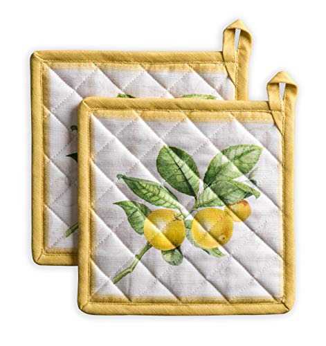 Maison d' Hermine Limoncello - Juego de 2 soportes para ollas con asa resistente al calor para barbacoa | Cocinar | Hornear | Parrilla | Microondas | Barbacoa (20 cm x 20 cm)