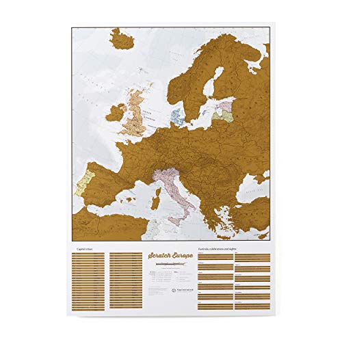 Maps International - Mapa rascable, edición europea, cartografía detallada al máximo - 59 x 84 cm