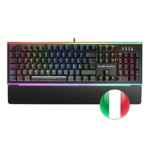Mars Gaming MK6R, teclado óptico-mecánico RGB, switch Rojo, layout italiano