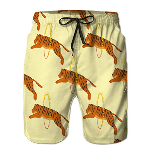 Men 's Summer Surf Swim Trunks Beach Shorts Pantalones Tiger Action Wildlife Animal Peligro Circus