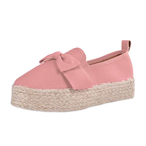 Minetom Mujer Zapatillas Moda Alpargatas Plataforma Arco Cuña Tacón Plano Loafers Antideslizante Cómodo Lindos Zapatos Rosa 43 EU